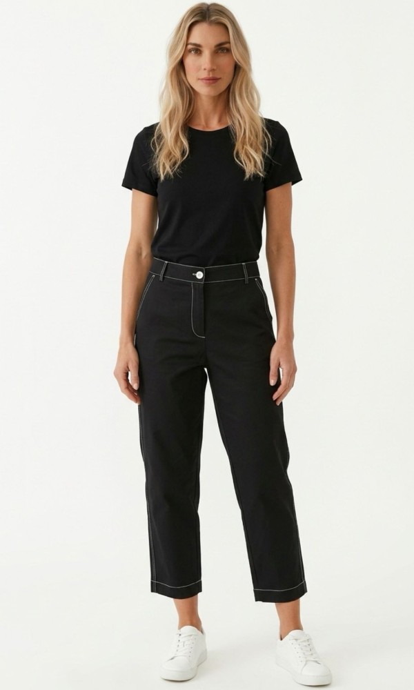 Μαύρο Παντελόνι Με Λευκές Ραφές