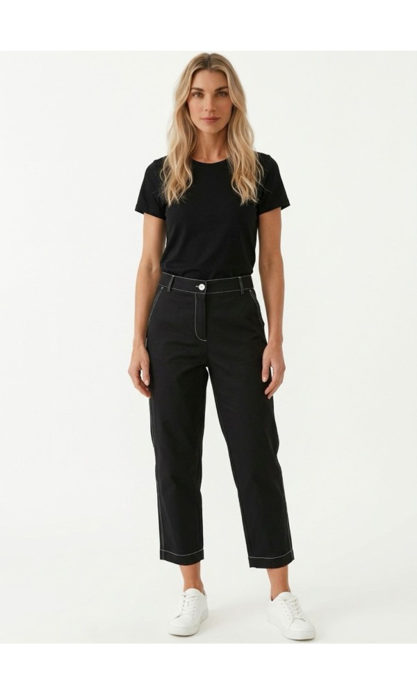 Μαύρο Παντελόνι Με Λευκές Ραφές