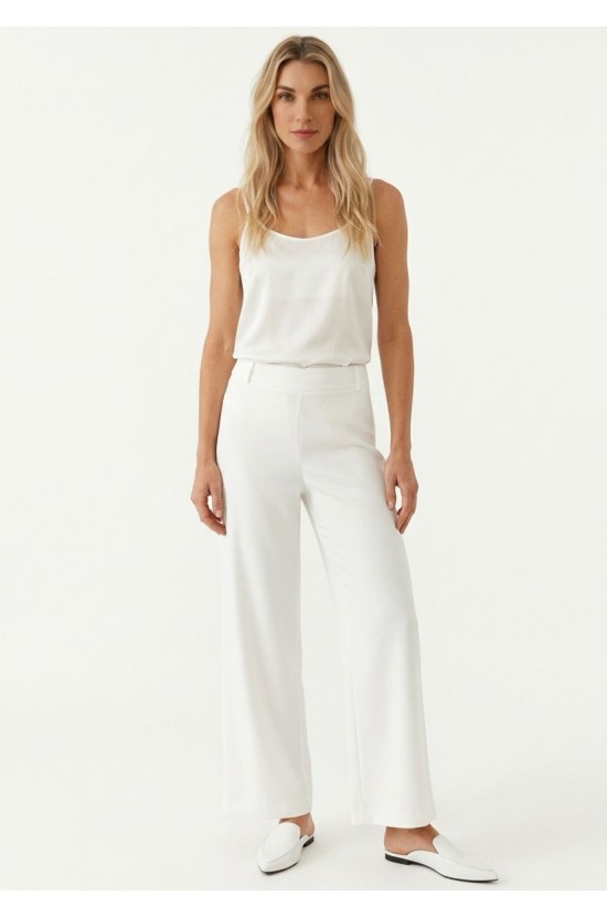 Minimal Crop Pants with Elastic Waistband & Zipper