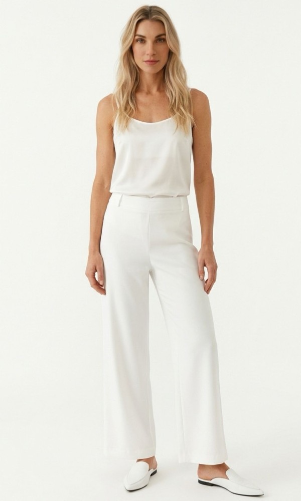 Minimal Crop Pants with Elastic Waistband & Zipper