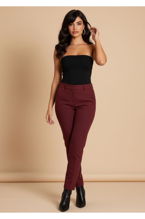 Μπορντό Παντελόνι Με Slim Γραμμή Μπορντό Παντελόνι Με Slim Γραμμή
