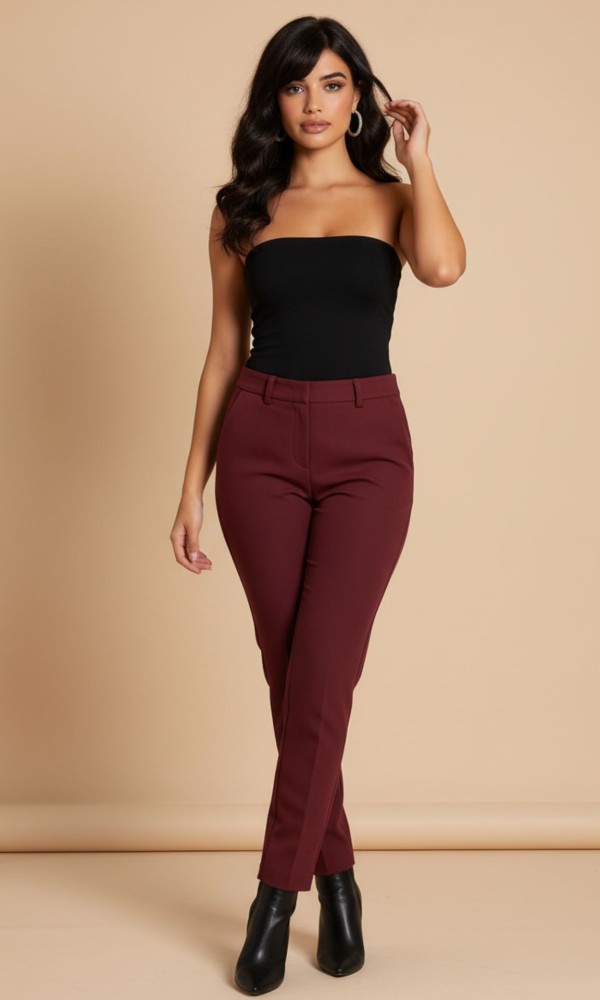 Μπορντό Παντελόνι Με Slim Γραμμή