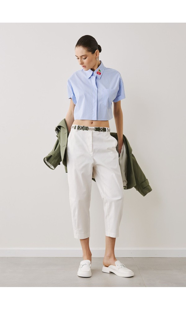 Ψηλόμεσο Παντελόνι Λευκό