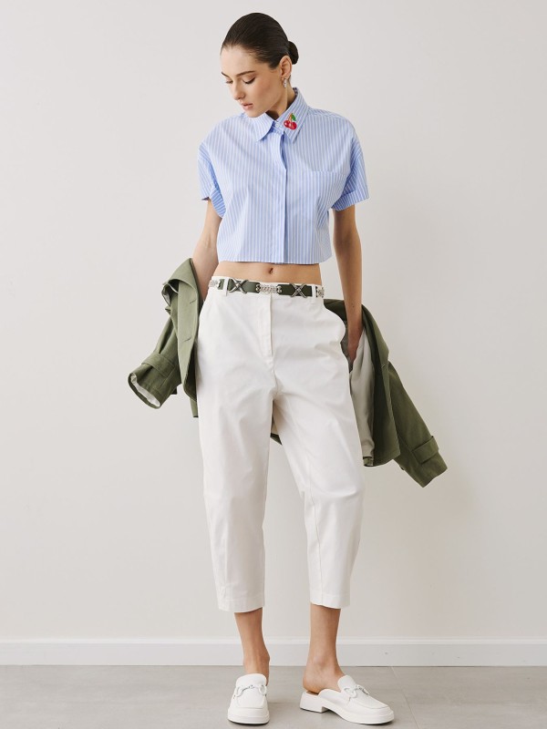 Ψηλόμεσο Παντελόνι Λευκό