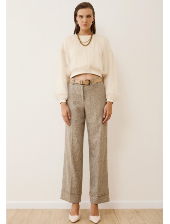 Ψηλόμεσο Παντελόνι Ψαροκόκκαλο με Ρεβέρ