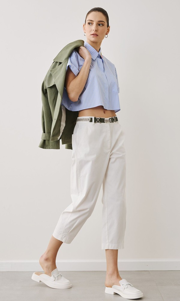 Ψηλόμεσο Παντελόνι Λευκό