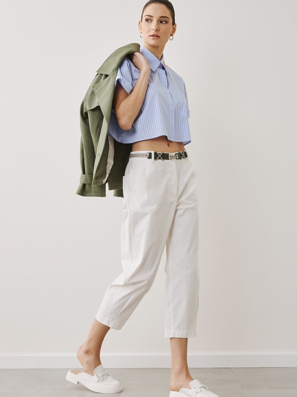 Ψηλόμεσο Παντελόνι Λευκό