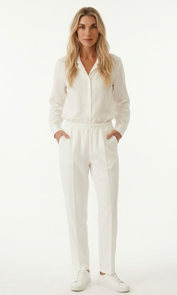 Λευκό Παντελόνι Με Λάστιχο Λευκό Παντελόνι Με Λάστιχο