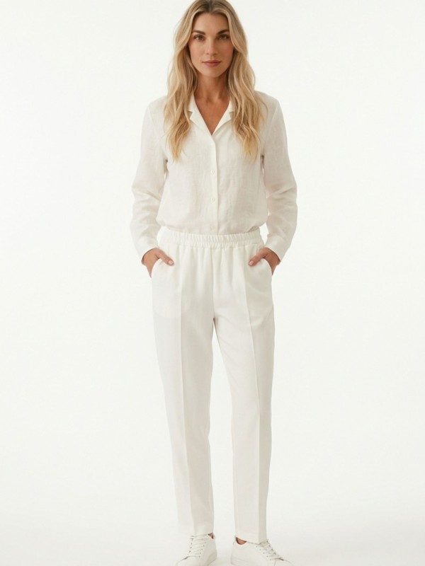 Λευκό Παντελόνι Με Λάστιχο