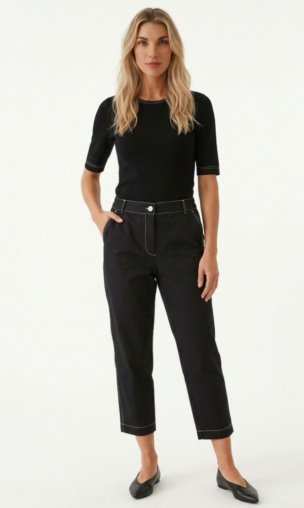 Μαύρο Παντελόνι Με Λευκές Ραφές