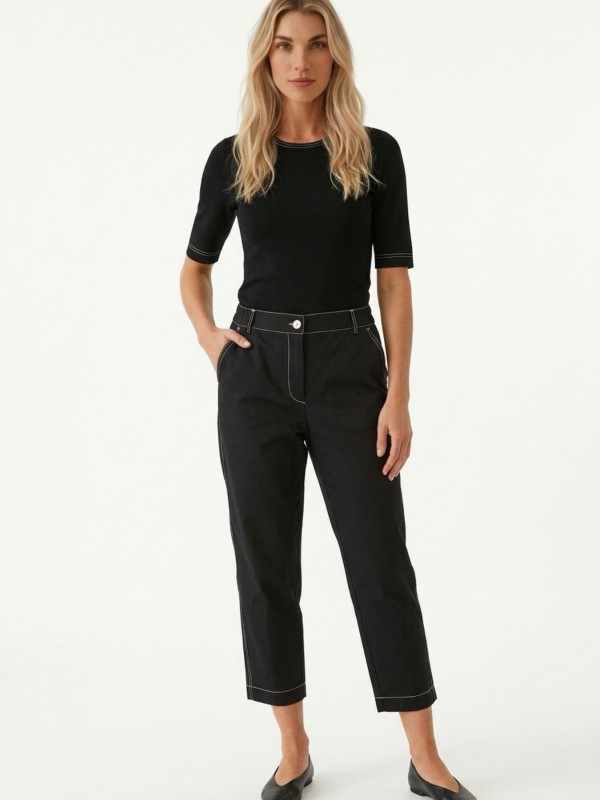 Μαύρο Παντελόνι Με Λευκές Ραφές