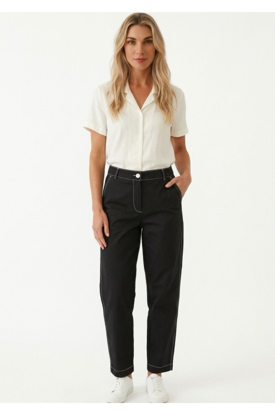 Μαύρο Παντελόνι Με Λευκές Ραφές