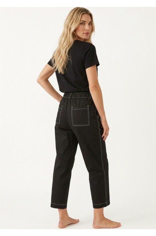 Μαύρο Παντελόνι Με Λευκές Ραφές