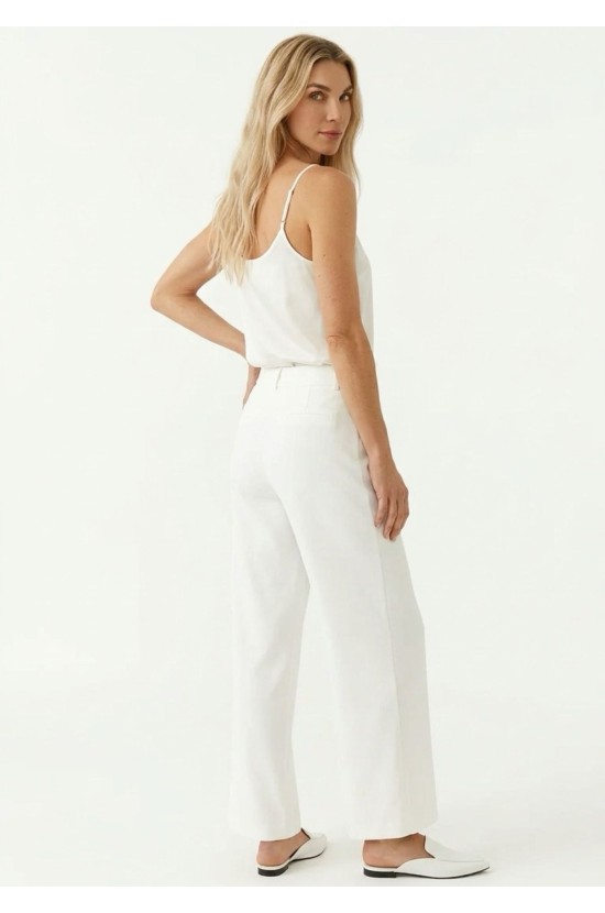 Minimal Crop Pants with Elastic Waistband & Zipper