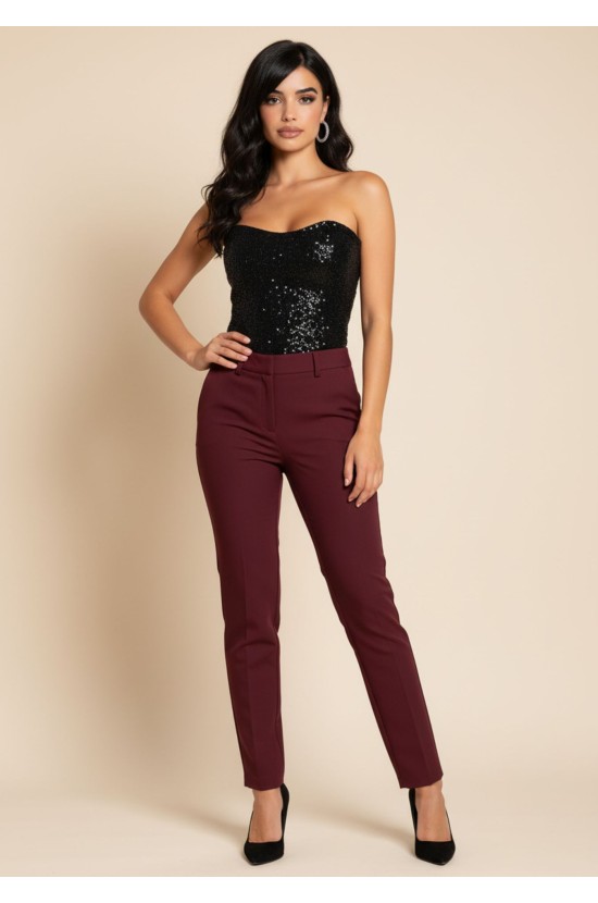 Μπορντό Παντελόνι Με Slim Γραμμή Μπορντό Παντελόνι Με Slim Γραμμή