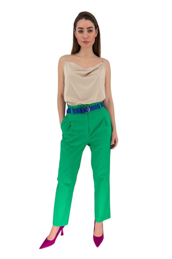High waist trousers Green