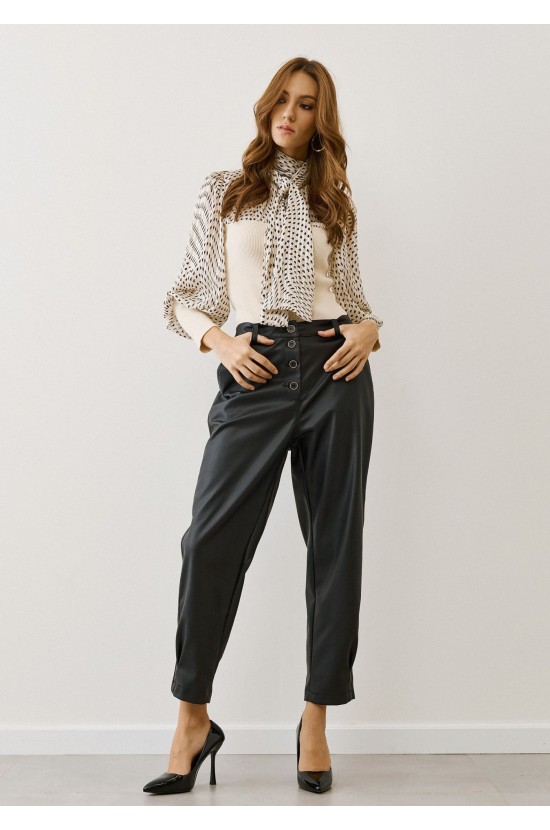 Black Leather Pants With Buttons Black Leather Pants With Buttons