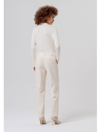 Ecru Pants with a Creased Finish Ecru Pants with a Creased Finish