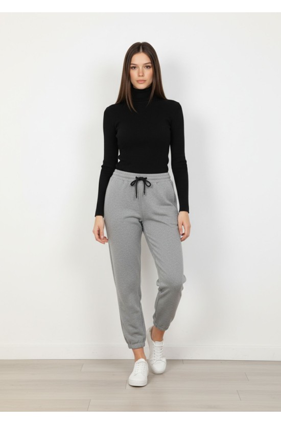 Γκρι Jogger Παντελόνι με Λάστιχο Γκρι Jogger Παντελόνι με Λάστιχο