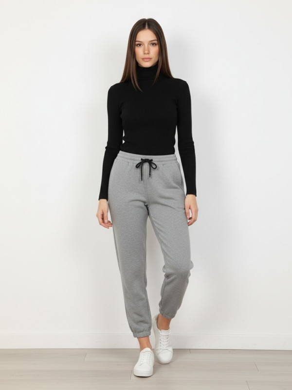 Gray Jogger Pants with Elastic Waistband