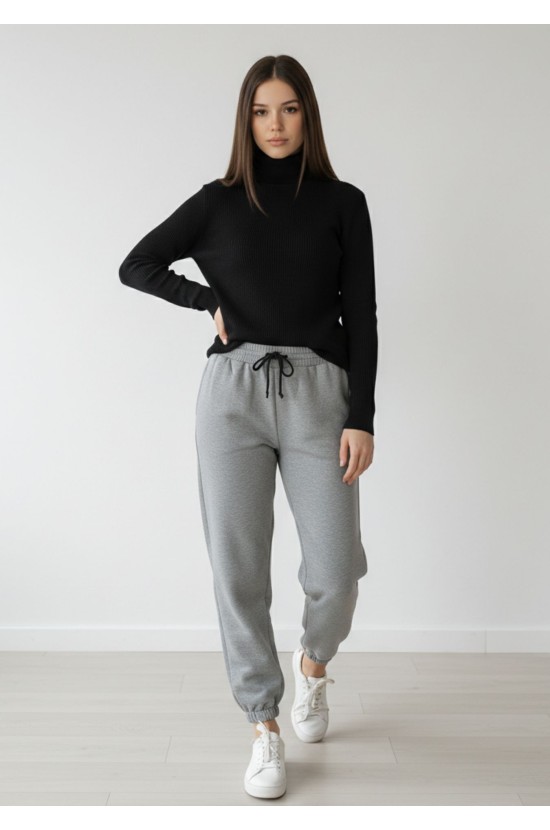 Γκρι Jogger Παντελόνι με Λάστιχο Γκρι Jogger Παντελόνι με Λάστιχο