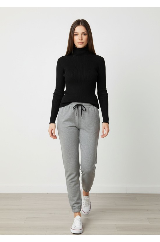 Γκρι Jogger Παντελόνι με Λάστιχο Γκρι Jogger Παντελόνι με Λάστιχο