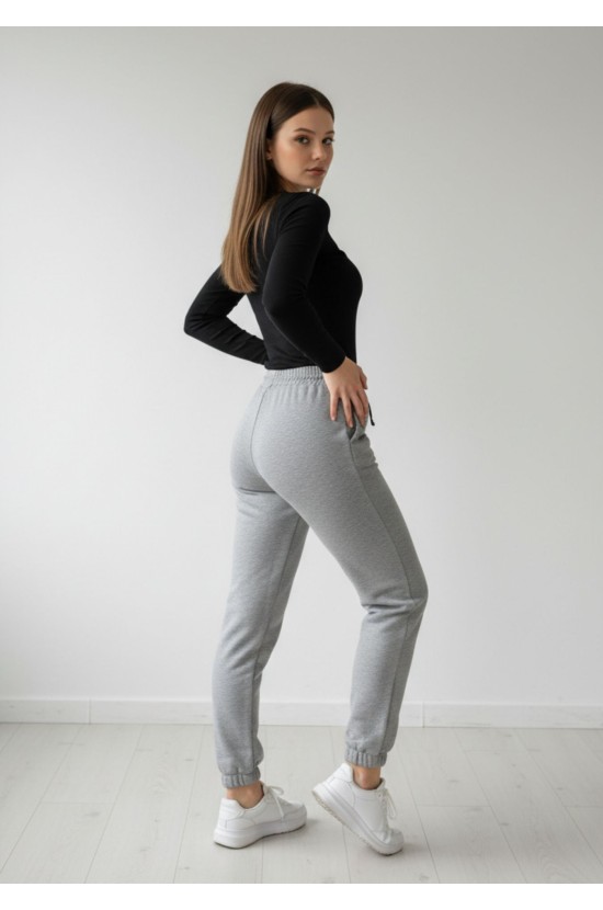 Γκρι Jogger Παντελόνι με Λάστιχο Γκρι Jogger Παντελόνι με Λάστιχο