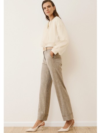 Ψηλόμεσο Παντελόνι Ψαροκόκκαλο με Ρεβέρ Ψηλόμεσο Παντελόνι Ψαροκόκκαλο με Ρεβέρ