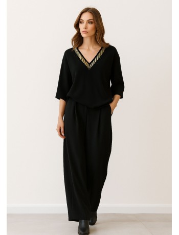 Black Blouse With V Neck Black Blouse With V Neck