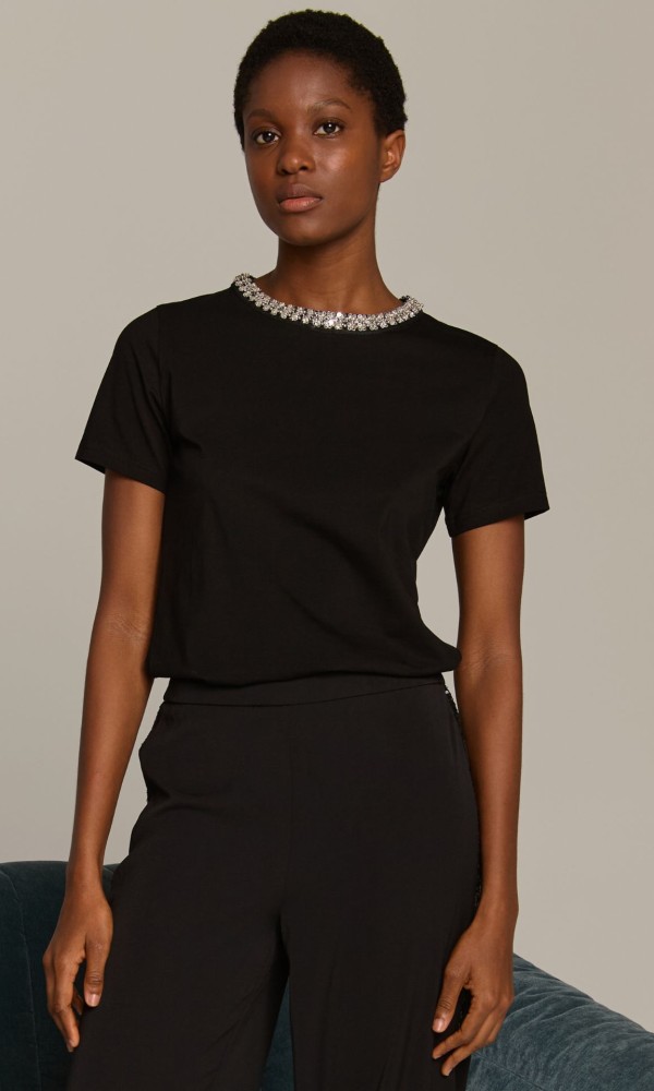 Black Blouse With Rhinestones Black Blouse With Rhinestones
