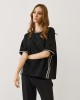 Black Blouse with Lace & Satin Details