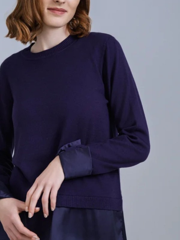 Μοβ Μπλούζα με Σατινέ Τελείωμα