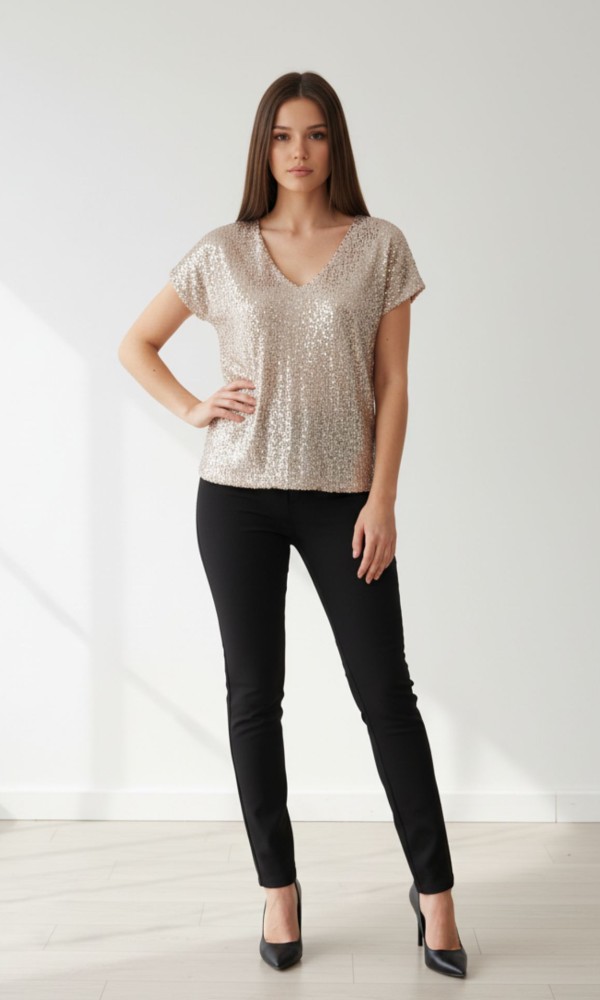 Χρυσή μπλούζα Με Παγιέτες