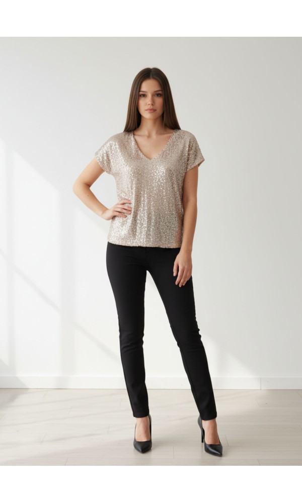 Χρυσή μπλούζα Με Παγιέτες