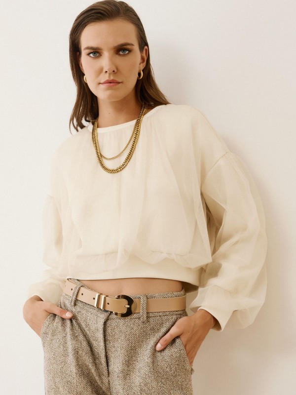Ecro Airy Blouse with Transparency