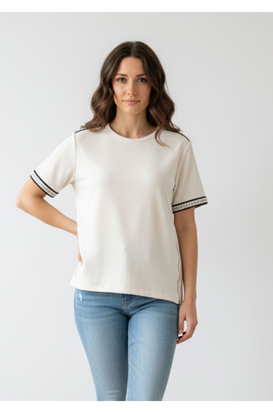 Εκρού Μπλούζα Με Διακοσμητικές Λεπτομέρειες