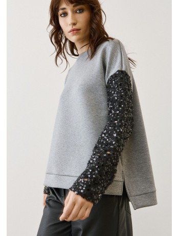 Grey Sweatshirt with Sequins