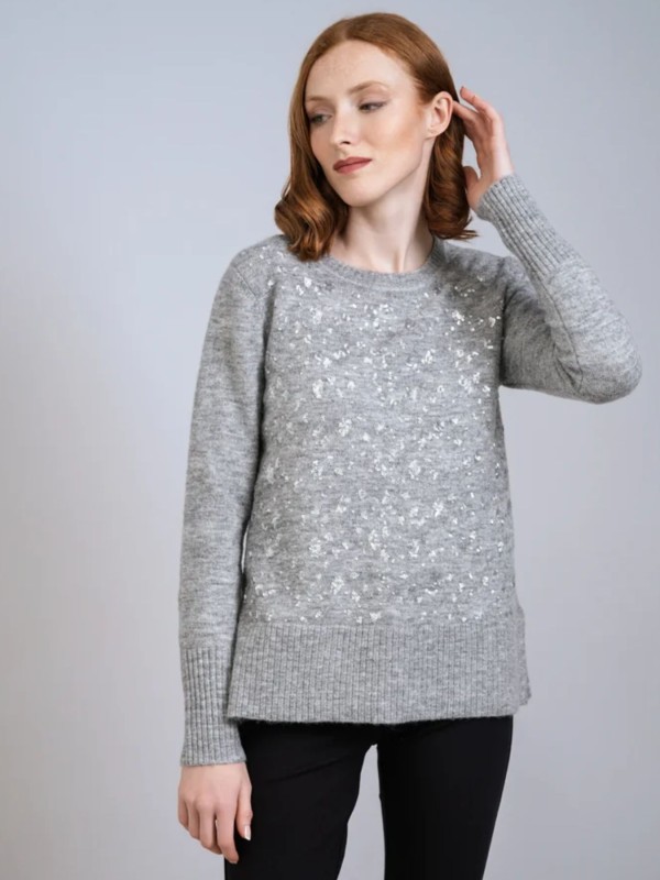Γκρι Μπλούζα με Λεπτομέρειες Παγιέτας