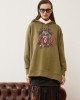 Λαδί Oversized Φούτερ με Κέντημα