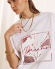 Λευκό T-Shirt Με Παγιέτα Και Floral Print