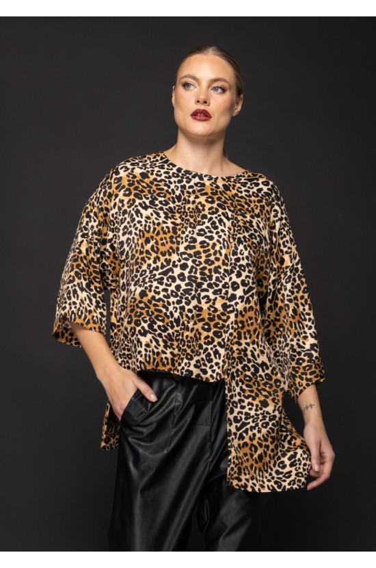 Leopard Μπλούζα με Ασύμμετρο Τελείωμα Leopard Μπλούζα με Ασύμμετρο Τελείωμα