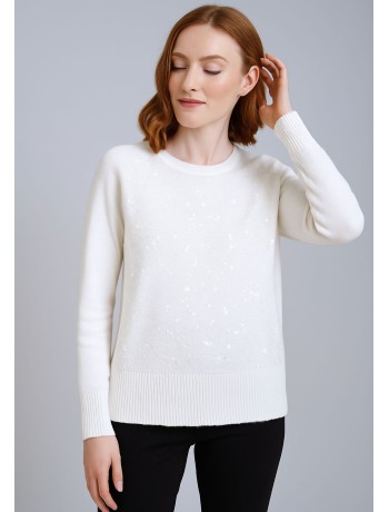 Λευκή Μπλούζα Με Λεπτομέρειες Παγιέτας