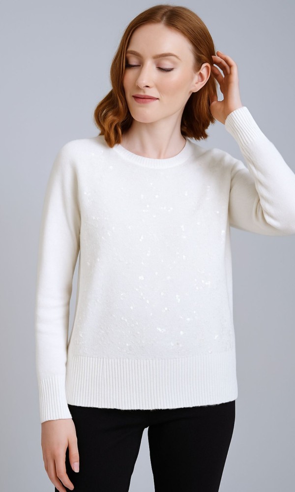 Λευκή Μπλούζα Με Λεπτομέρειες Παγιέτας