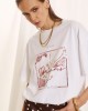 Λευκό T-Shirt Με Παγιέτα Και Floral Print