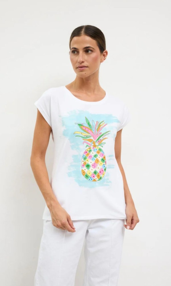 Λευκό T-Shirt Με Tropical Print