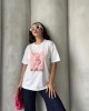 Λευκό T-shirt  με Ροζ Αρκουδάκι και Πέτρες