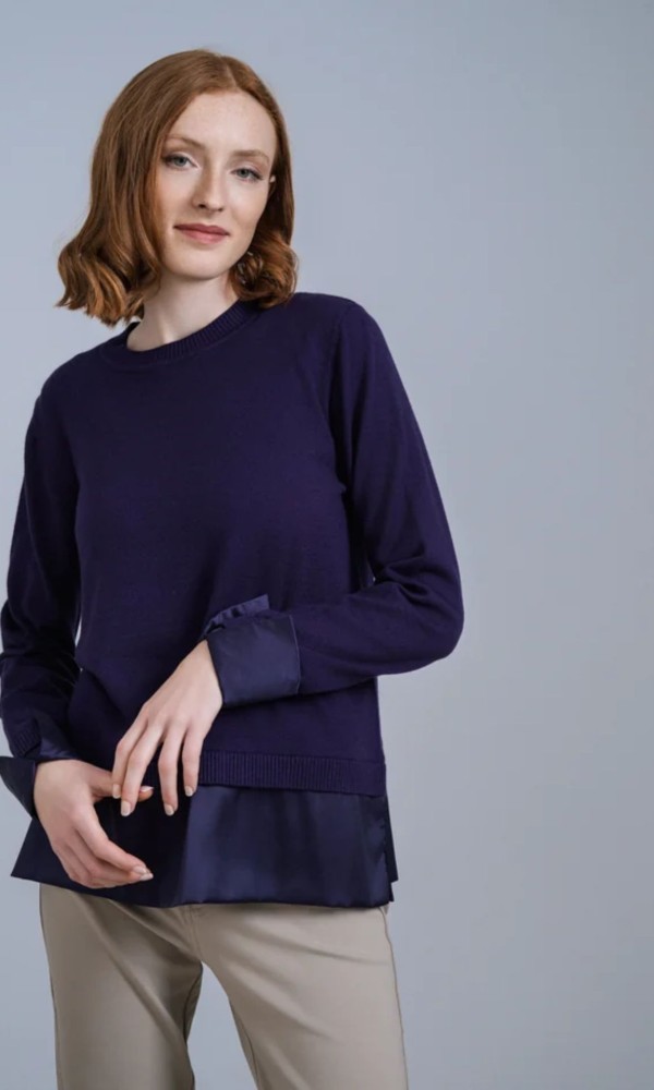 Μοβ Μπλούζα με Σατινέ Τελείωμα