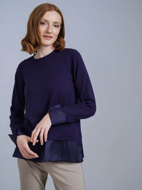 Μοβ Μπλούζα με Σατινέ Τελείωμα