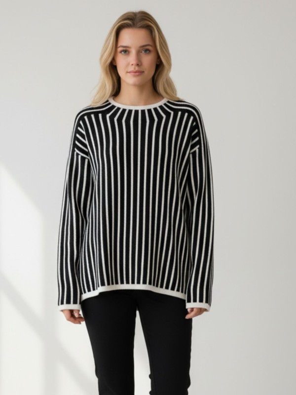 Black and White Striped Blouse