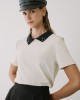 Ecru Short Sleeve Blouse with Collar